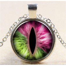 Vintage Eye Silver Glass Chain Pendant Necklace